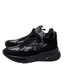 Alexander McQueen Black Suede And Mesh Oversized Runner Sneakers Size 41.5