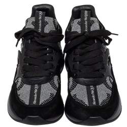 Alexander McQueen Black Suede And Mesh Oversized Runner Sneakers Size 41.5