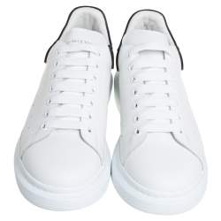 Alexander McQueen White Leather Larry Low Top Sneakers Size 45.5