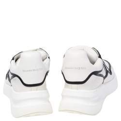 مملوكة مسبقًا Alexander McQueen White/Black Leather Oversized Runner Sneakers Size 44