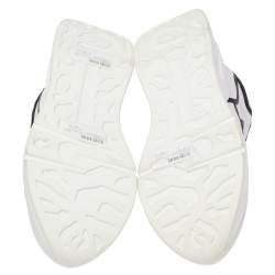 مملوكة مسبقًا Alexander McQueen White/Black Leather Oversized Runner Sneakers Size 44