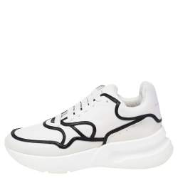 مملوكة مسبقًا Alexander McQueen White/Black Leather Oversized Runner Sneakers Size 44