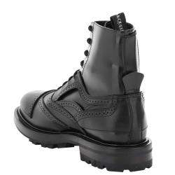 مملوكة مسبقًا Alexander McQueen Black Leather Lace-Up Ankle Boots Size IT 44