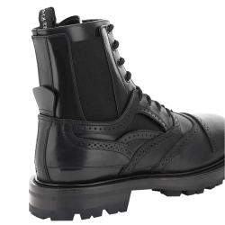 مملوكة مسبقًا Alexander McQueen Black Leather Lace-Up Ankle Boots Size IT 44