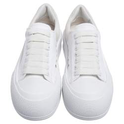 Pre Owned Alexander McQueen White Canvas Deck Plimsoll Low Top Sneakers Size 42