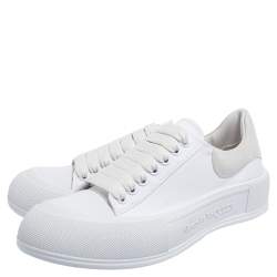 Pre Owned Alexander McQueen White Canvas Deck Plimsoll Low Top Sneakers Size 42