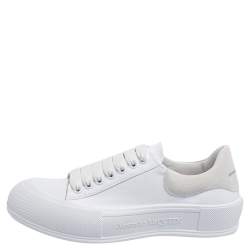 Pre Owned Alexander McQueen White Canvas Deck Plimsoll Low Top Sneakers Size 42