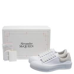 Pre Owned Alexander McQueen White Canvas Deck Plimsoll Low Top Sneakers Size 42