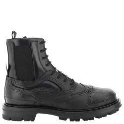 مملوكة مسبقًا Alexander McQueen Black Leather Lace-Up Ankle Boots Size IT 45
