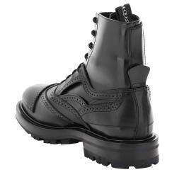 Pre Owned Alexander McQueen Black Leather Lace-Up Ankle Boots Size IT 45