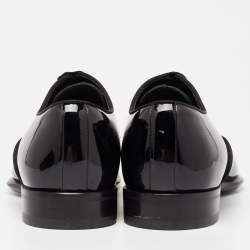 Pre Owned Alexander McQueen Black Patent Leather Oxford Size 42