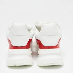 Pre Owned Alexander McQueen White/Red Leather And Mesh Oversized Runner Low Top Sneakers Size 41