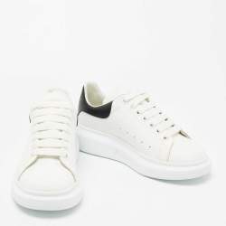 Pre Owned Alexander McQueen White/Black Leather Oversized Sneakers Size 41