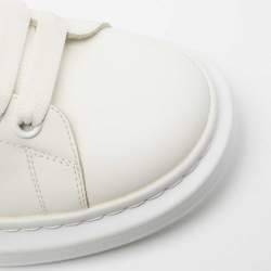 Pre Owned Alexander McQueen White/Black Leather Oversized Sneakers Size 41