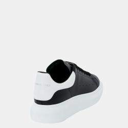 Pre Owned Alexander McQueen Black Leather Oversized Low Top Sneakers Size EU 42