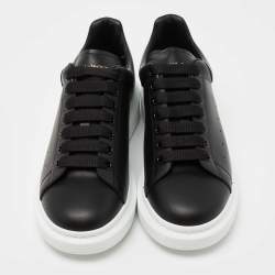 Pre Owned Alexander McQueen Black Leather Oversized Lace Up Sneakers Size 43