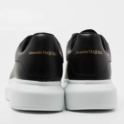 Pre Owned Alexander McQueen Black Leather Oversized Lace Up Sneakers Size 43