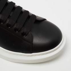Pre Owned Alexander McQueen Black Leather Oversized Lace Up Sneakers Size 43