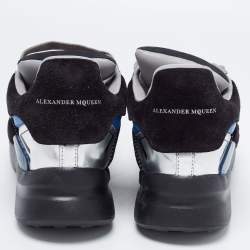 Pre Owned Alexander McQueen Black/Blue Suede and Leather Runner Sneakers Size 43