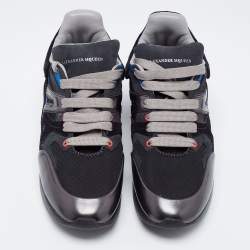 Pre Owned Alexander McQueen Black/Blue Suede and Leather Runner Sneakers Size 43