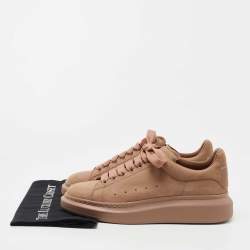 Pre Owned Alexander McQueen Light Brown Nubuck Leather Oversized Sneakers Size 40.5