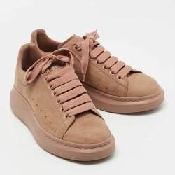 Pre Owned Alexander McQueen Light Brown Nubuck Leather Oversized Sneakers Size 40.5