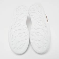 Pre Owned Alexander McQueen White/Brown Leather and Suede Oversized Sneakers Size 40