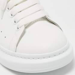 Pre Owned Alexander McQueen White/Brown Leather and Suede Oversized Sneakers Size 40