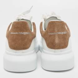 Pre Owned Alexander McQueen White/Brown Leather and Suede Oversized Sneakers Size 40