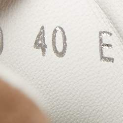 Pre Owned Alexander McQueen White/Brown Leather and Suede Oversized Sneakers Size 40