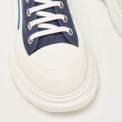 Alexander McQueen Blue Denim Tread Slick High Top Sneakers Size 40.5