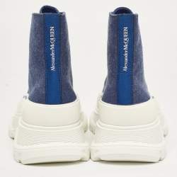 Alexander McQueen Blue Denim Tread Slick High Top Sneakers Size 40.5