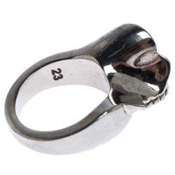 Pre Owned Alexander McQueen Divided Skull Silver Tone Ring Size 23