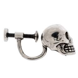 Alexander McQueen Silver Tone Single Skull Earring