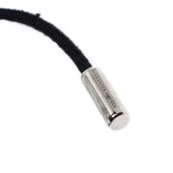 Pre Owned Alexander McQueen Skull Charm Woven Black Leather Silver Tone Adjustable Bracelet