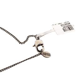 Pre Owned Alexander McQueen Raven And Skull Silver Tone Pendant Necklace