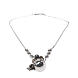 Pre Owned Alexander McQueen Raven And Skull Silver Tone Pendant Necklace