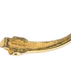 Pre Owned Alexander McQueen Skull Motif Gold Tone Open Cuff Bracelet