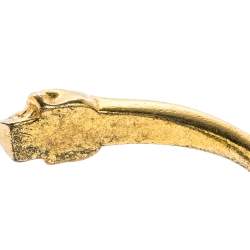Pre Owned Alexander McQueen Skull Motif Gold Tone Open Cuff Bracelet