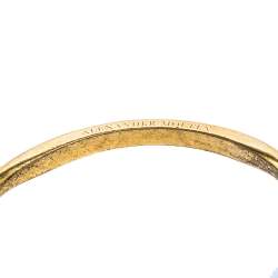Pre Owned Alexander McQueen Skull Motif Gold Tone Open Cuff Bracelet