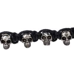 Pre Owned Alexander McQueen Aged Silver Tone Skull Charms Friendship Bracelet