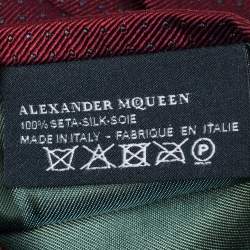 Pre Owned Alexander McQueen Burgundy Skull Silk Jacquard Narrow Tie