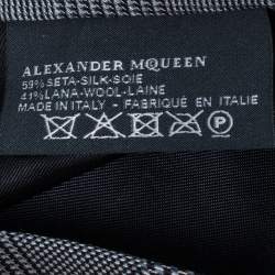 Pre Owned Alexander McQueen Grey Skull Silk Wool Prince of Wales Check Tie