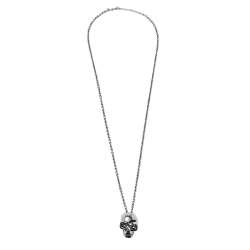 مملوكة مسبقًا Alexander McQueen Divided Skull Silver Tone Long Chain Necklace
