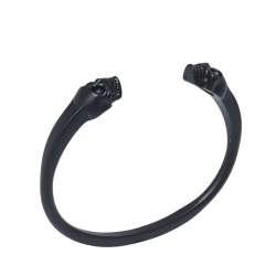 Alexander McQueen Twin Skull Motif Black Tone Open Cuff Bracelet