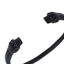 Alexander McQueen Twin Skull Motif Black Tone Open Cuff Bracelet