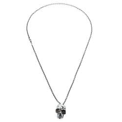 مملوكة مسبقًا قلادة أليكساندر ماكوين دلاية جمجمة مقسمة معدن فضي اللون