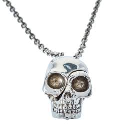 مملوكة مسبقًا قلادة أليكساندر ماكوين دلاية جمجمة مقسمة معدن فضي اللون