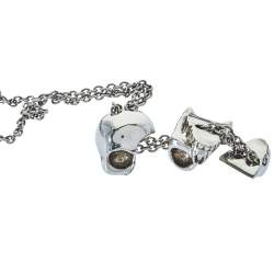 مملوكة مسبقًا قلادة أليكساندر ماكوين دلاية جمجمة مقسمة معدن فضي اللون