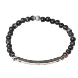 مملوكة مسبقًا سوار أليكساندر ماكوين دلاية جمجمة معدن فضي اللون وخرز عقيق